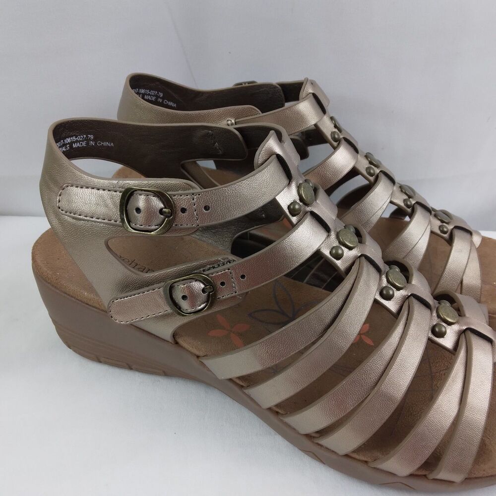 Baretraps Hydee Sandals Gladiator Bronze Adjustable Strappy Wedge Heels 8.5 M - Picture 2 of 11